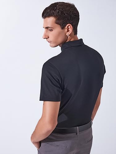 Image of Men's Solid Polo Collar Casual T-Shirt with Pocket | Cotton Polo Collar Half Sleeves Solid T-Shirt | Slim Fit Polos