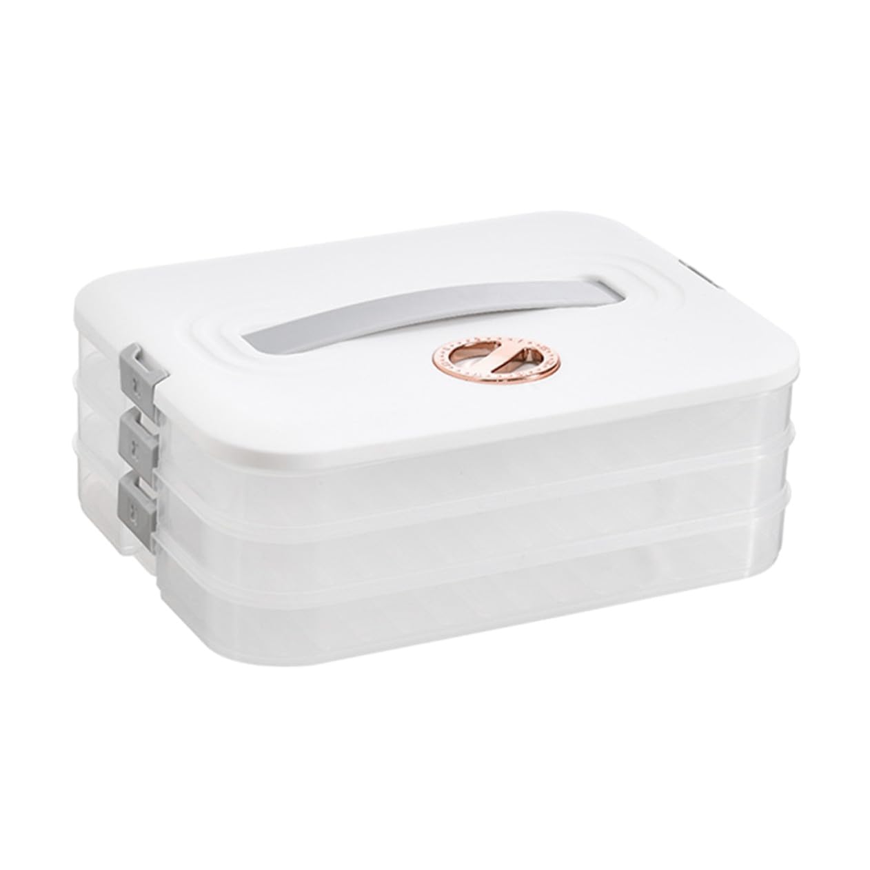 Boîte de Rangement pour Raviolis 3 Étages Capacité Grosse en Polypropylène Blanc, Empilable et Hermétique, pour Organisation Réfrigérateur la Cuisine Familiale