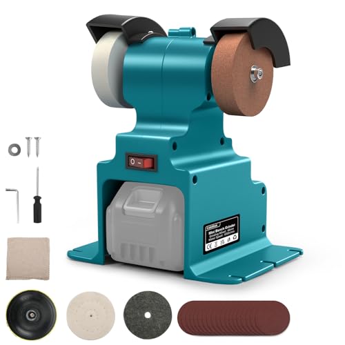 Mini Bandschleifer für Makita 18V 300W Elektrischer Bandschleifer DIY Polierschleifmaschine mit 68 mm ø stabiler Maschinenfuß Schleifscheibe und Polierscheibe zum Polieren von Holz(Ohne Akku)