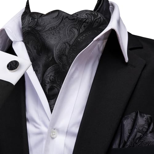 Image of Dubulle Paisley Floral Ascot for Men Self Tie Mens Cravat and Pocket Square Cufflinks Wedding