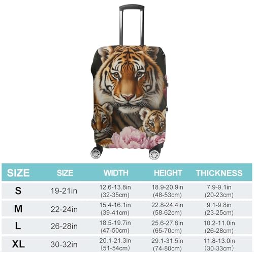 Tiger Mom with Flower Travel Luggage Cover Suitcase Protector Baggage Covers for Men Women S2