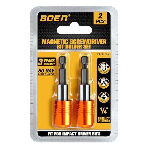 boen 2PCS Magnetic Drill Bit Holder, 2.5' Quick Change Drill Extension, 1/4' Hex Shank, for Impact Driver Screwdriver Bits Use