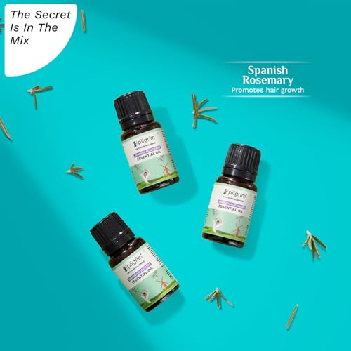 Image of Pilgrim Spanish Rosemary Oil for HairGrowth, HairFall Control & Hair Strengthening 10ml | Rosemary essential oil for hairgrowth | Reduces Hair Fall | Strengthens Hair& Balances Scalp