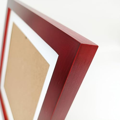 Image of 9x9 Picture Frames Red with Mat 7x7 Opening Solid Wood Frame, Plastic Panel (Film Needs to be Removed) Table or Wall.Front Window Opening 8.6x8.6 inch.