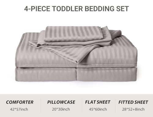 Image of ZPECC Toddler Bedding Set - 4 Piece Hypoallergenic Baby Crib Bedding Set for Boys and Girls, Includes Toddler Comforter, Flat Sheet, Fitted Sheet and Pillowcase, Ashes of Roses
