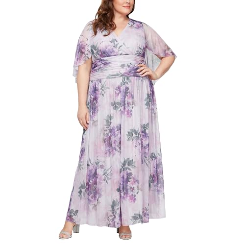 Image of S.L. Fashions Women's Long A-line Mother of The Bride Dress with Ruched Waist (Plus Size)