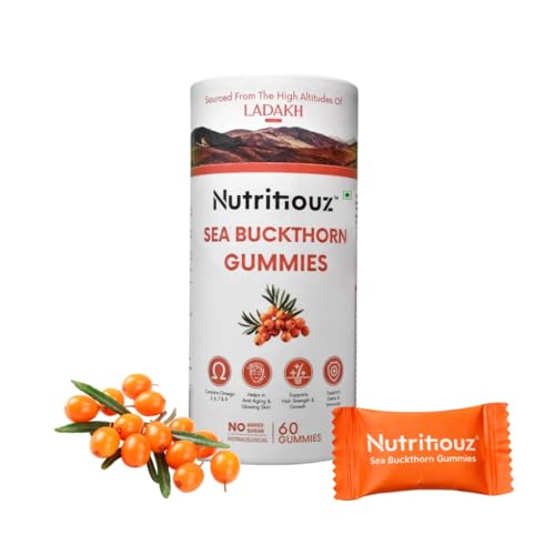 Image of Seabuckthorn Gummies for Immunity & Glowing Skin | Rich in Vitamin C, Omega 3,6,7,9 & Antioxidants | Boosts Immunity, Brightens Skin | Pack of 60 Gummies