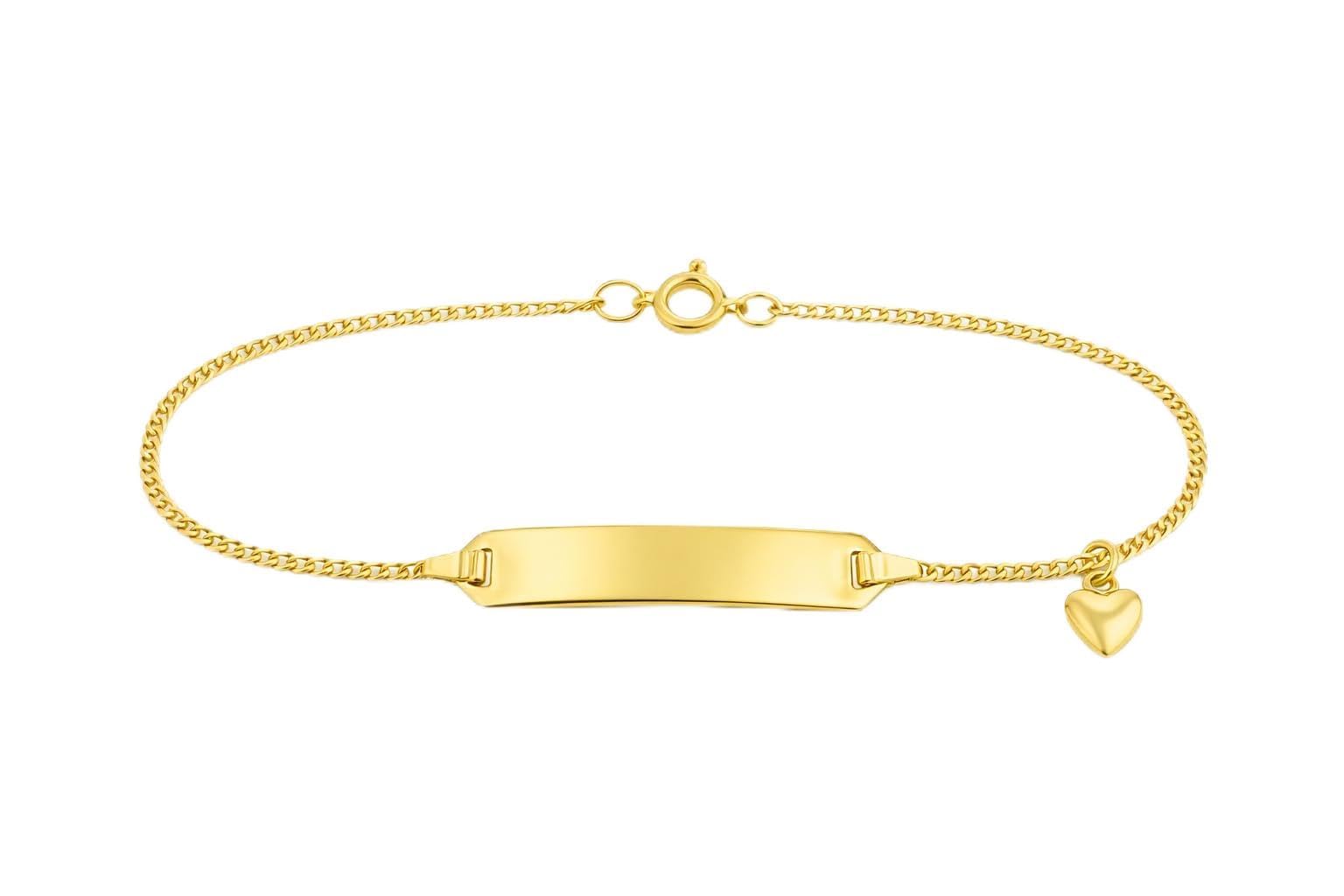 JC Schmuck 333 Gold Baby ID-Armband Kinder Goldarmband 14 cm mit Panzersteg I Armband mit Gravur I Gold Namensarmband I Babyarmband mit Namen I Kinderschmuck made in Germany I 5.5605905