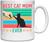 tazza in ceramica bianca con scritta best cat mom ever