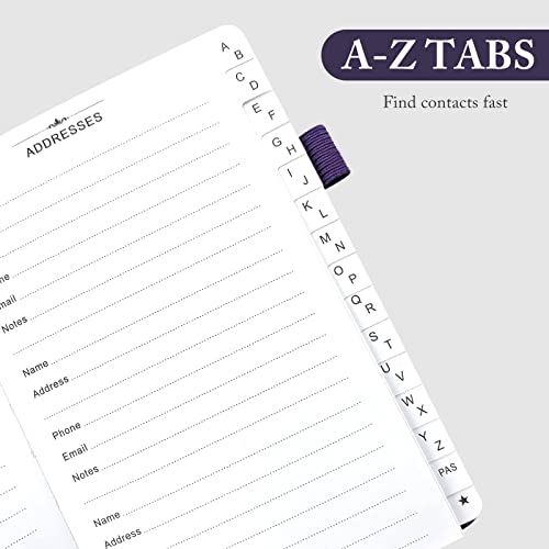 Draphy Address Book With Alphabetical Tabs, Elegant Pu Leather Telephone Book, Hardcover Address Organizer And Password Keeper - Record Contacts, Anniversaries, Birthdays 5.2X7.7" (Purple) #TOP2