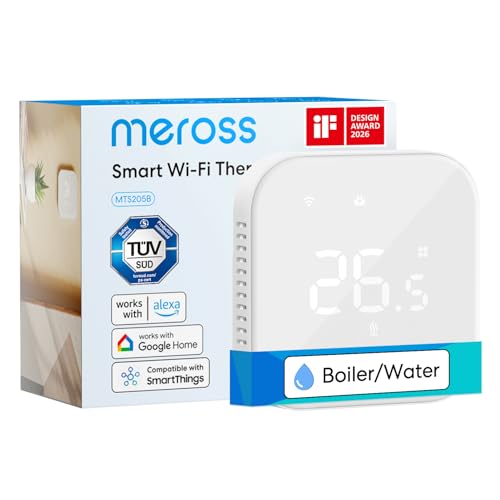 Meross Smart Thermostat Boiler Fußbodenheizung WLAN Heizungsthermostat Raumthermostat Heizen & Kühlen Intelligenter Wandthermostat Sprachsteuerung, Fernsteuerung