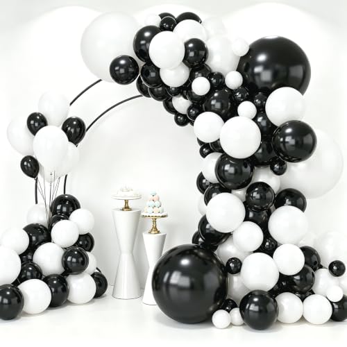 Luftballon Girlande Schwarz Weiß, 134pcs Ballons Girlande Luftballons Schwarze Mattes Weiße für...