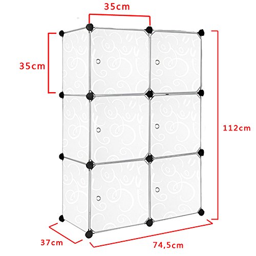 MCTECH® Doe-het-zelf reksysteem, insteekplank, kledingkast, vouwkast, garderobe, schoenenrek, kunststof dozen (6, met… - Image 3