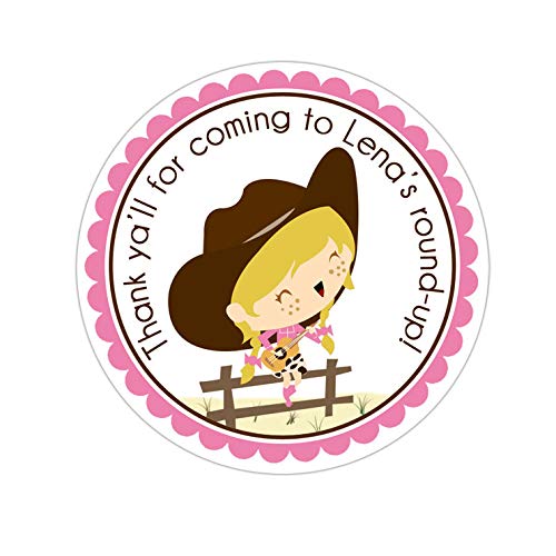 Dozili Rodeo Cowgirl Stickers Cowgirl Birthday Party Western Party Stickers Personalized Customized Birthday Party Favor Thank You Stickers