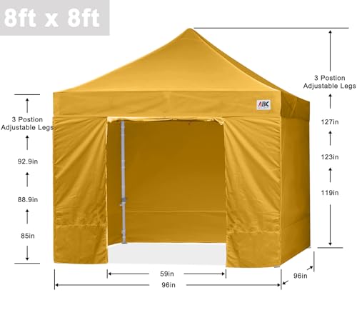 Image of ABCCANOPY Easy Pop Up Canopy Tent with Sidewalls 8X8 Commercial -Series, Light Gold