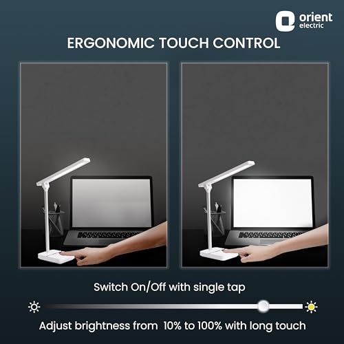 Image of Orient Electric 3W Rechargeable LED Linear Desk Lamp with 3 Grade Dimming Light | Adjustable Table Lamp for Study |3 in 1 Color Changing (Cool White, Warm White & Natural Light) | Pack of 1