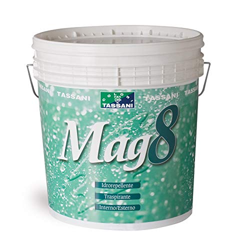 PITTURA MURALE IDROPITTURA TRASPIRANTE IDROREPELLENTE "Mag8" PER INTERNI ED ESTERNI BIANCA LT. 14 TASSANI