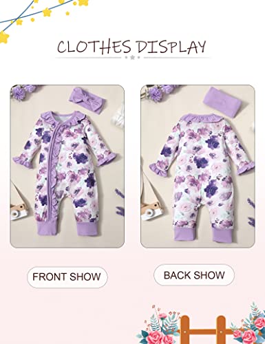 Von Kilizo Newborn Girl Clothes Newborn Baby Girl Clothes Long Sleeve Onesies For Baby Girl Flowers Printed Baby Clothes For Girls Baby Girl Romper Jumpsuit #TOP7