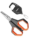 pullther PE-Schnurschneider, Angelschere, Fluoro, Angelschnurschere, Angelschnur-Schneider, Tragbare Schere, mit Einziehbaren Schnallen, Angel Schere für Salzwasser und Süßwasser - Schwarzorange