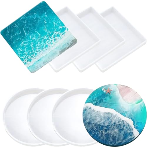 Untersetzer Silikonform Set, Epoxidharz Formen Silikonform Untersetzer, 8...