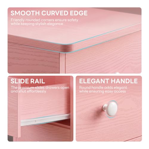 Image of LIKIMIO Nightstand with Charging Station, 3 Drawers Modern for Bedroom