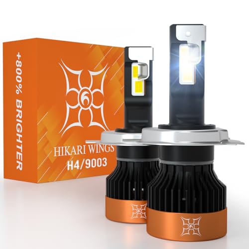 HIKARI WINGS H4/9003 LED Foglight, 50000LM Pure White 6000K LED Bulbs, Plug & Play IP68 Waterproof Pack of 2