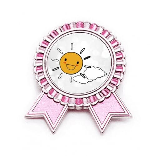 Broche rose en métal soleil nuage aux finitions soignées