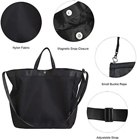Duffel Bag for Men Women, Nylon Travel Carry On Tote Bag with Adjustable Strap for Weekender, Overnight, Gym (Black) 2 Duffel Bag for Men Women, Nylon Travel Carry On Tote Bag with Adjustable Strap for Weekender, Overnight, Gym (Black)