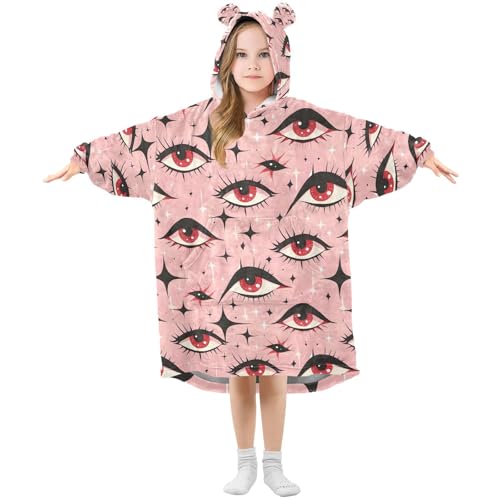 Couverture à capuche enfants en polaire premium au motif abstrait rouge