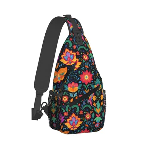 Sac banane réglable imprimé floral rétro pour randonnée et voyage