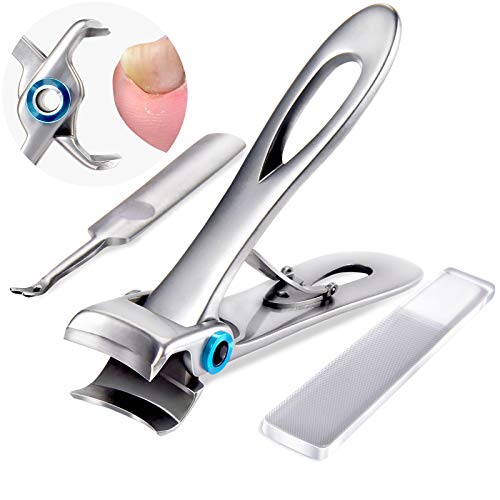 Nail Clippers for Thick Nails - EBEWANLI 17mm Wide Jaw Opening Stainless Steel Toenail Clippers for Thick Nails, Nail Clippers for Men and Seniors, Extra Large Fingernail Clippers