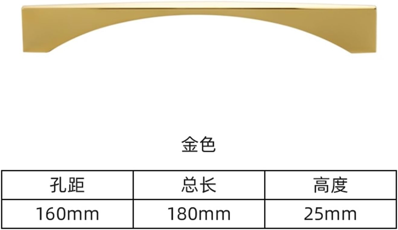 Nordic Door Handle Cupboard Wardrobe Door Handle Cabinet Drawer Handle Modern and Simple Brass Brushed Black Cabinet Pull 1Pcs (Color : 074PVD-160mm, Size : 1pc)