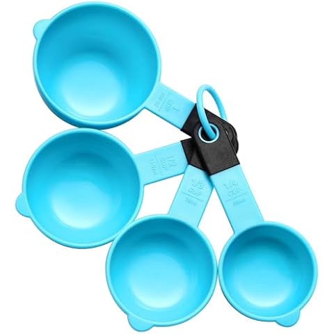 Spring Chef Magnetic Measuring Cups Set of 4, Nesting Plastic Measuring Cups with Easy to Read Markings - Measure Dry and Liquid Ingredients, BPA Free, Kitchen Tool for Baking & Cooking, Aqua Sky Cover