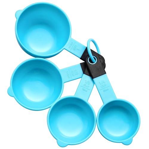 Spring Chef Magnetic Measuring Cups Set of 4, Nesting Plastic Measuring Cups with Easy to Read Markings - Measure Dry and Liquid Ingredients, BPA Free, Kitchen Tool for Baking & Cooking, Aqua Sky