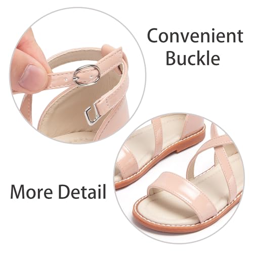 Image of ESTINE Toddler /Little Kid Girls Dress Cross Strappy Open Toe Sandals Princess Flats Summer Flower Girl Shoes