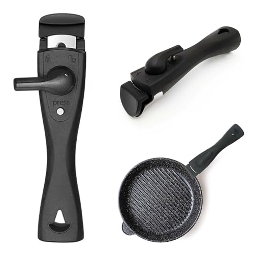 FZYCOM Mango Desmontable Agarre, Mango Desmontable, Sartenes Mango Extraible, Mango de Baquelita Negra Anti Quemaduras, Asa de Olla Extraíble, Mango para la Mayoría de las Ollas de Cocina