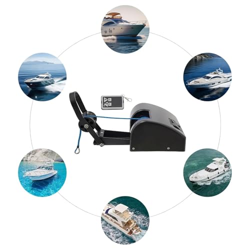 Verricello elettrico per barca, kit salpa ancora telecomando 12 V, motore per acqua di mare marina, corda di sicurezza inclusa, supporta ancoraggi fino a 15,9 kg, ideale per barche da pesca