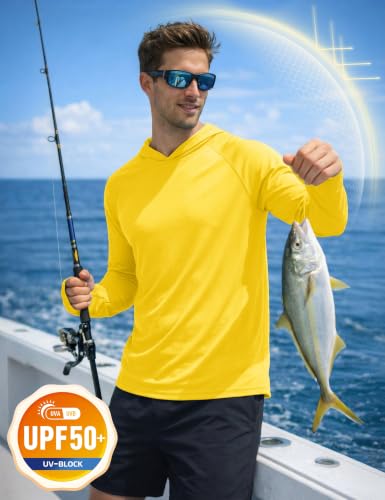 Image of KEFITEVD Men's Sun Hoodie Long Sleeve Fishing UPF 50+ SPF Quick Dry Shirts