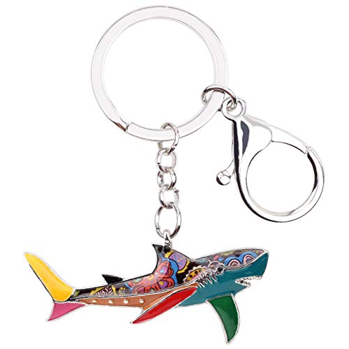 WEVENI Enamel Alloy Shark Key Chain Ring Handbag Bag Charm Keychain Fashion Ocean Fish Jewelry for Women Bag Charm Gifts (Multicolor)
