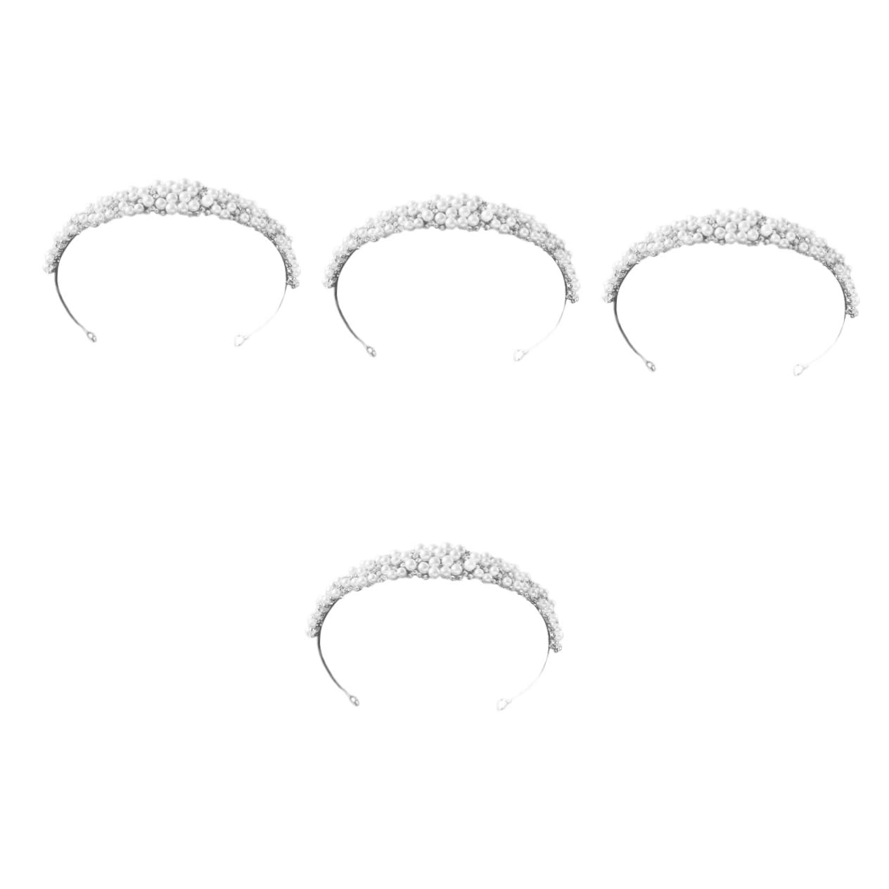 Healeved 4piezas Diadema De Perlas Imitación Para Novia Brillantes Accesorio De Boda Elegante y Atractivo Para Fiestas y Celebraciones