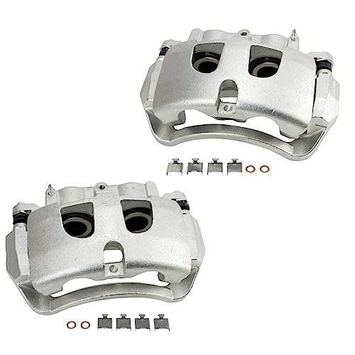 Image of TRQ Front Brake Caliper Set Zinc Coated Brackets Compatible with 2008-2010 Dodge Ram 4500, 5500 Sterling Truck Bullet 45 2011-2020 Ram 4500 5500