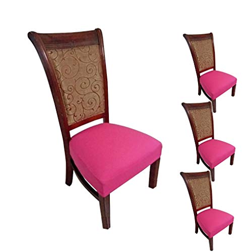 YEDMY 4pcs couvertures de siège de Chaise de Salle à Manger Extensible élasthanne Amovible Coussin de siège de Chaise Lavable Protecteur (Rose) Cover