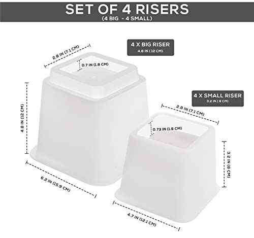 Utopia Bedding Adjustable Bed Furniture Risers - Elevation In Heights 3, 5 Or 8 Inch Heavy Duty Risers For Sofa And Table - Supports Up To 1,300 Lbs - (Set Of 4 Riser, White) #TOP1