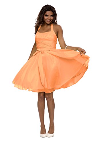 Astrapahl Damen Cocktail Kleid Neckholder, Knielang, Einfarbig, Gr. 32, Orange (Mango)