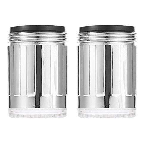 2 Dise�o �nico 7 Color RGB LED Luz de agua Brillo del grifo Grifo de la cabeza Hogar Ba�o Decoraci�n Grifo de agua de acero inoxidable - Colorido