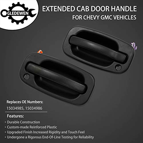Exterior Door Handle Front Left & Right Pair With Key Hole | For 1999-2007 Chevy Silverado Suburban Tahoe Avalanche Gmc Sierra Yukon Cadillac Escalade | Replaces# 15034985, 15034986 #TOP1