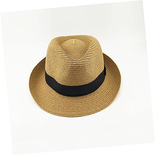Unisex Boys and Girls Straw Hat for Spring Beach Khaki Sun Cap for Boy Girl Stylish Short Brim Design for Outdoor Fun2
