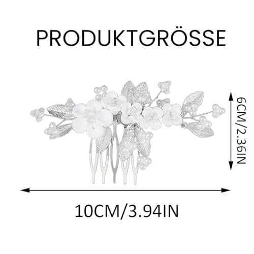 Vakkery Braut-Haarkamm mit Blumen, Hochzeits-Haarschmuck für Damen und Mädchen