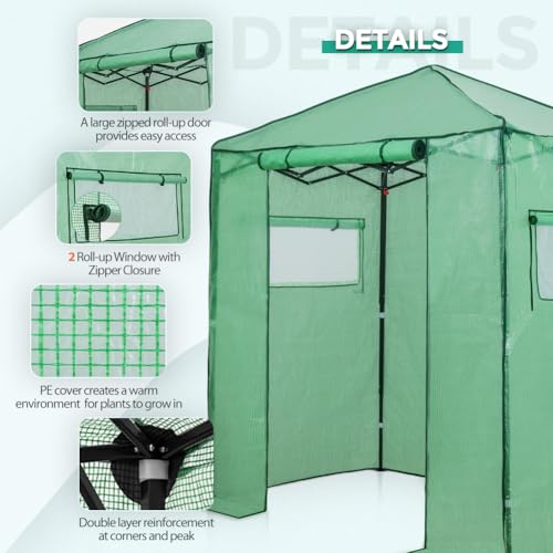 Image of EAGLE PEAK 6x4 Easy Setup Small Pop Up Greenhouse, Clear /Green