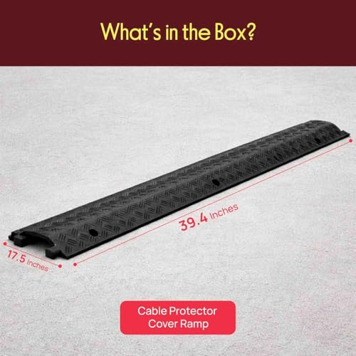 Pyle Durable Cable Protection Ramp Cover - Supports 11000lbs Single Channel Heavy Duty Hose and Cord Track Floor Protection, 39.4” x 5.11” x 0.78” Cable Concealer for Indoor Outdoor Use by Pyle - Image 2